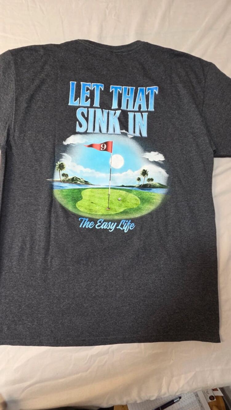 The Easy Life Let That Sink In Golf Graphic T-Shirt Charcoal Gray Large Tee
